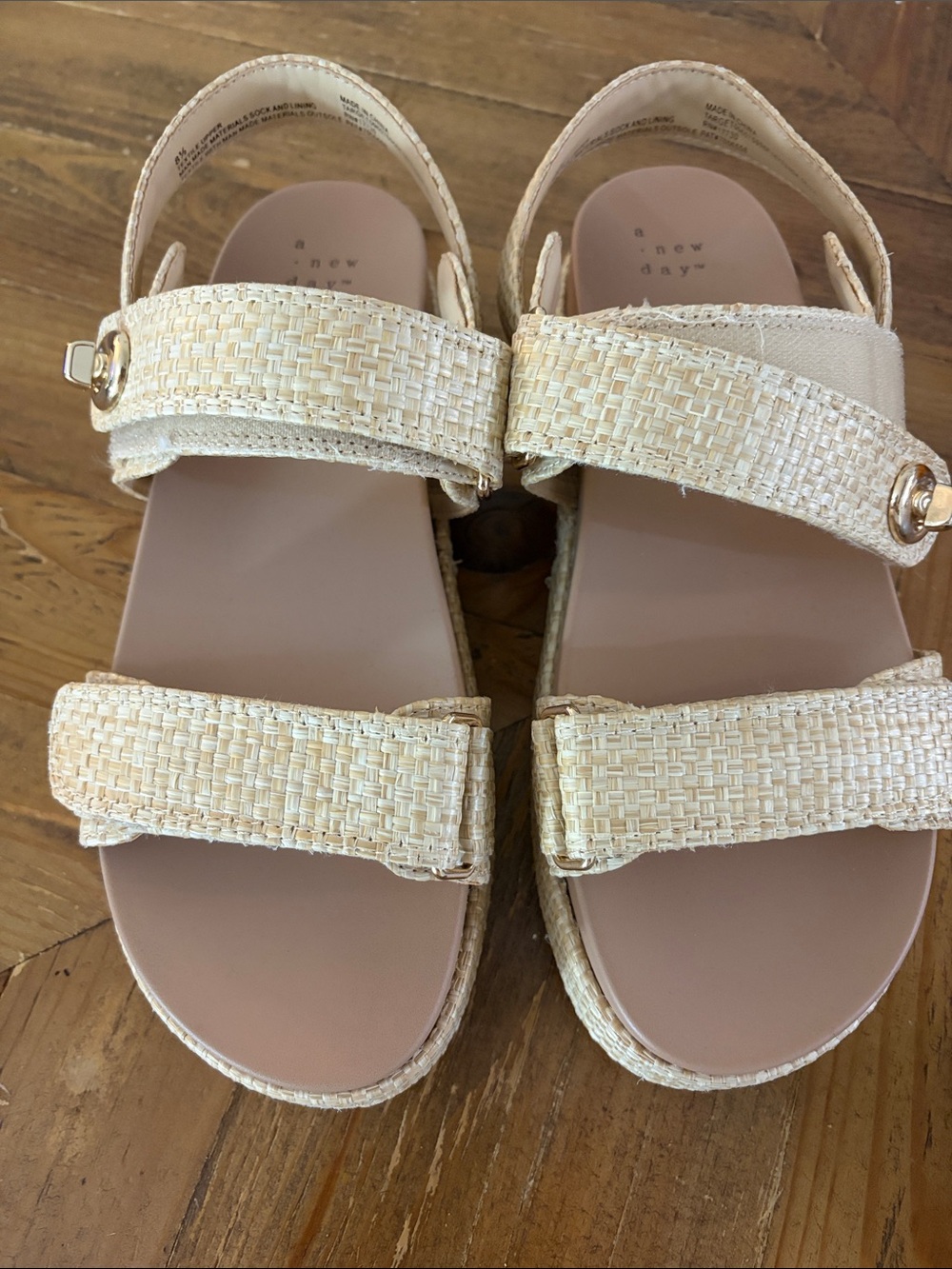a new day Cream Woven Double-Strap Sandals